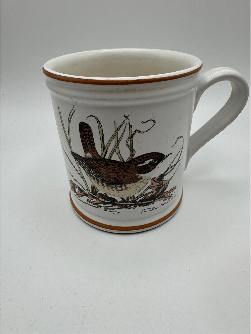 Vintage Denby England Wren Bird Stoneware Mug Wildlife Nature Coffee Cup 12 Oz